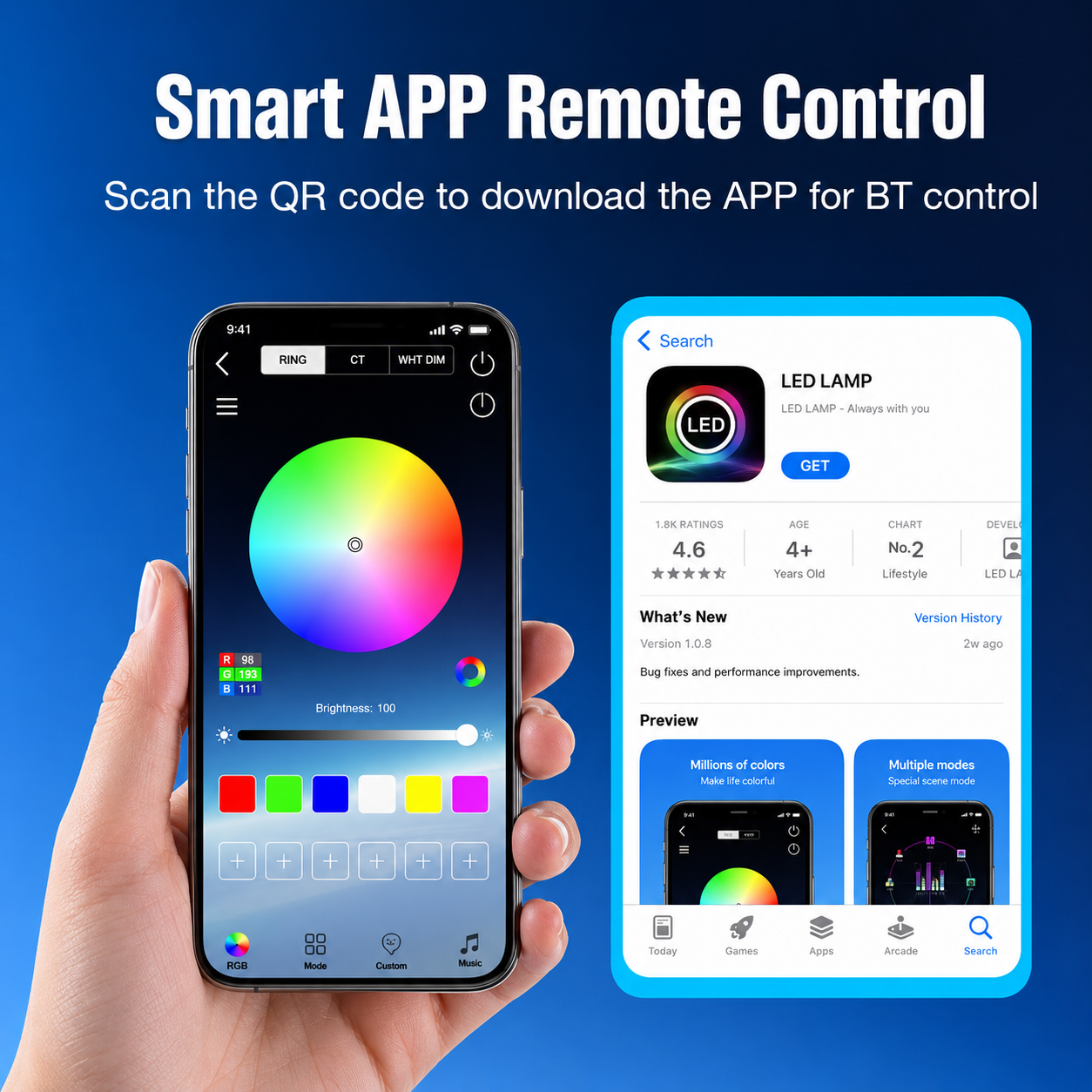 Universal RGB Heart Angel Eyes Halo LED DRL with Bluetooth App Control