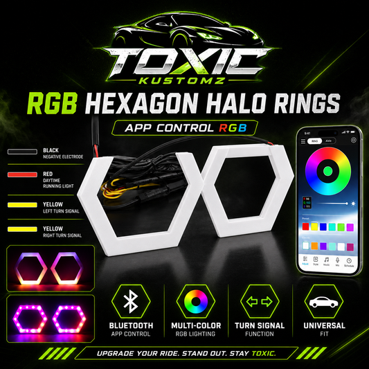 Toxic Glow™ RGB Bluetooth Angel Eye Halo Rings w/ Turn Signal (2PCS)