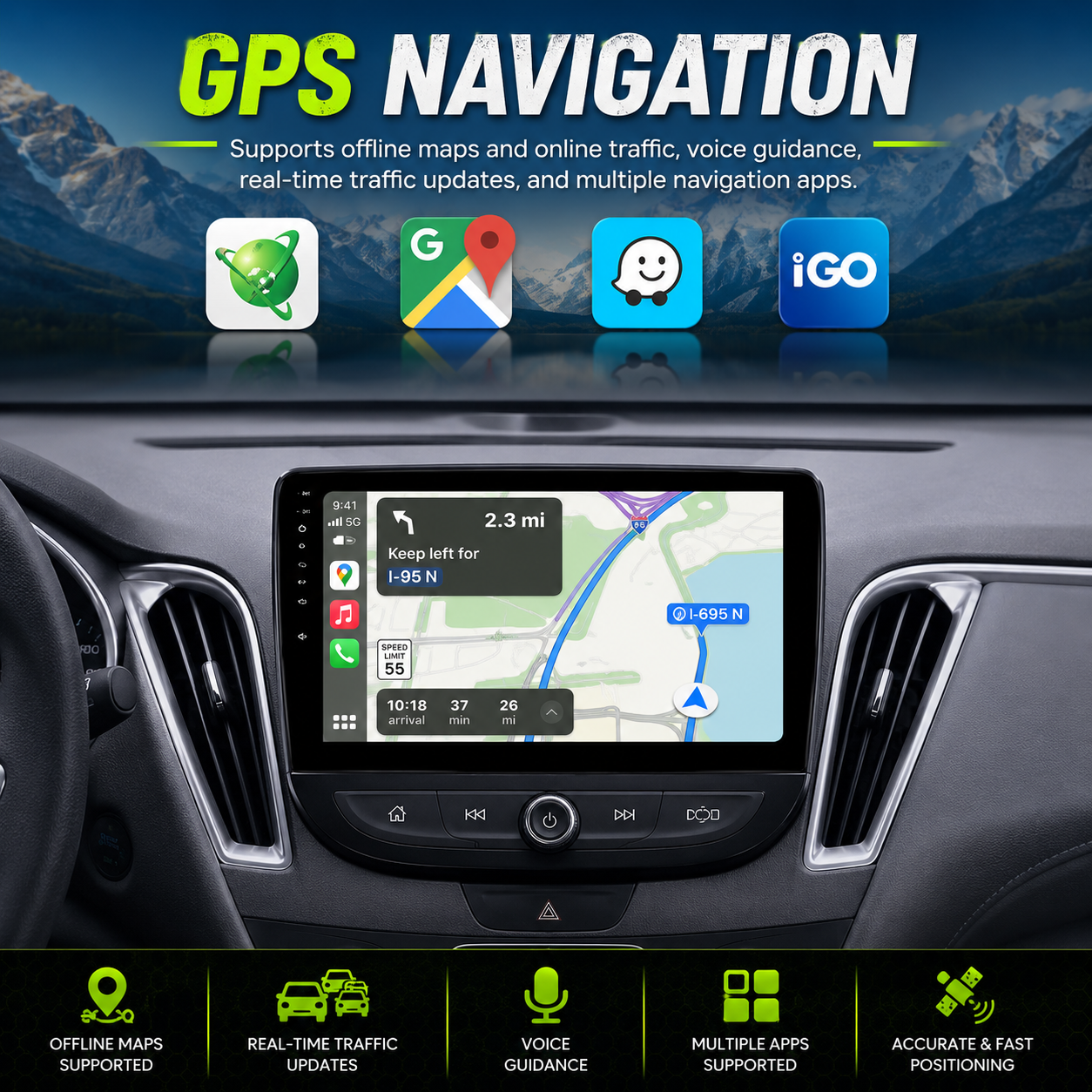 Chevrolet Malibu  2016–2018 Android 16 2K CarPlay Radio with GPS