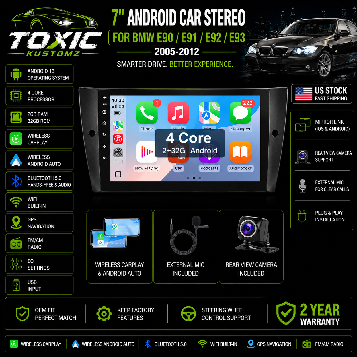 Toxic Connect™ 9" Display | BMW 3 Series E90/E92/E93 (2005–2011)