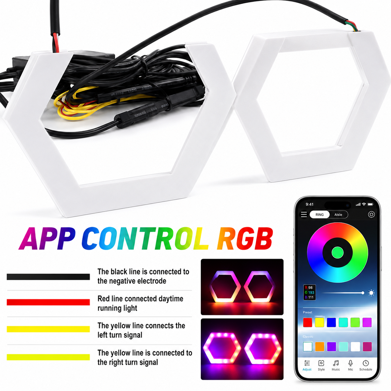 Toxic Glow™ RGB Bluetooth Angel Eye Halo Rings w/ Turn Signal (2PCS)