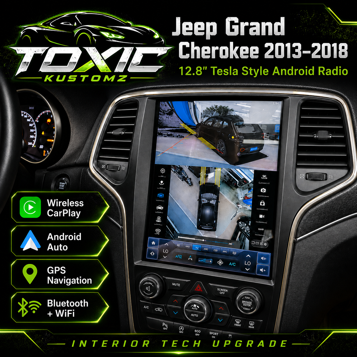 Jeep Grand Cherokee 2013–2018 12.8" Tesla Style Android Radio with CarPlay