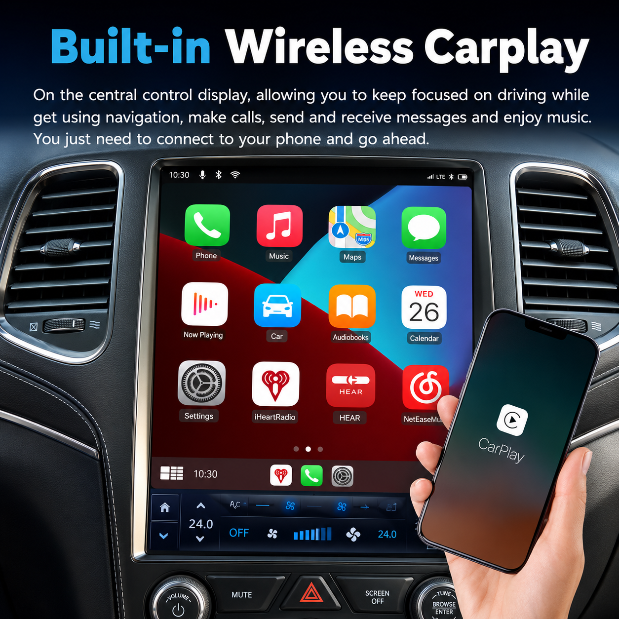 Jeep Grand Cherokee 2013–2018 12.8" Tesla Style Android Radio with CarPlay