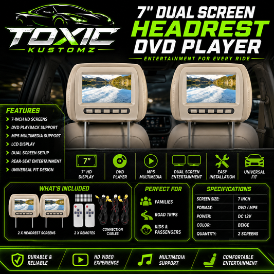 7" Dual Headrest Screen DVD Player