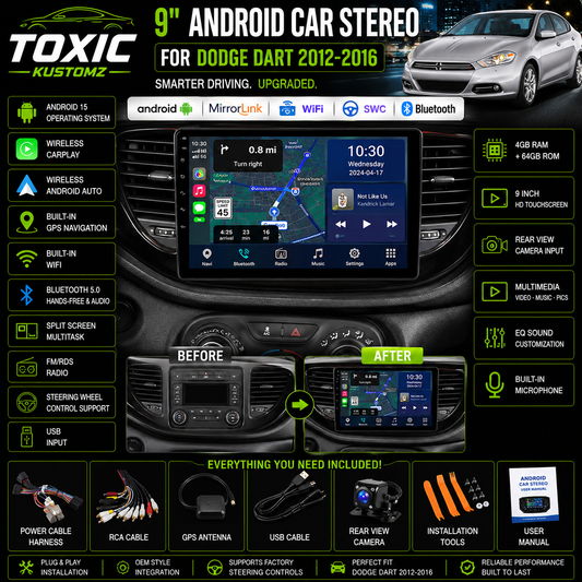 Toxic Connect™ 9" Android Display | Dodge Dart (2012–2016)