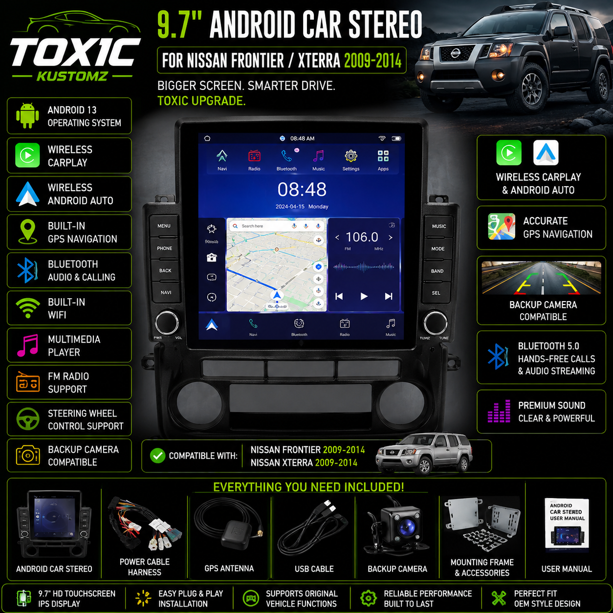 Toxic Vision™ 9.7" Android Display | Nissan Frontier & Xterra (2009–2014)