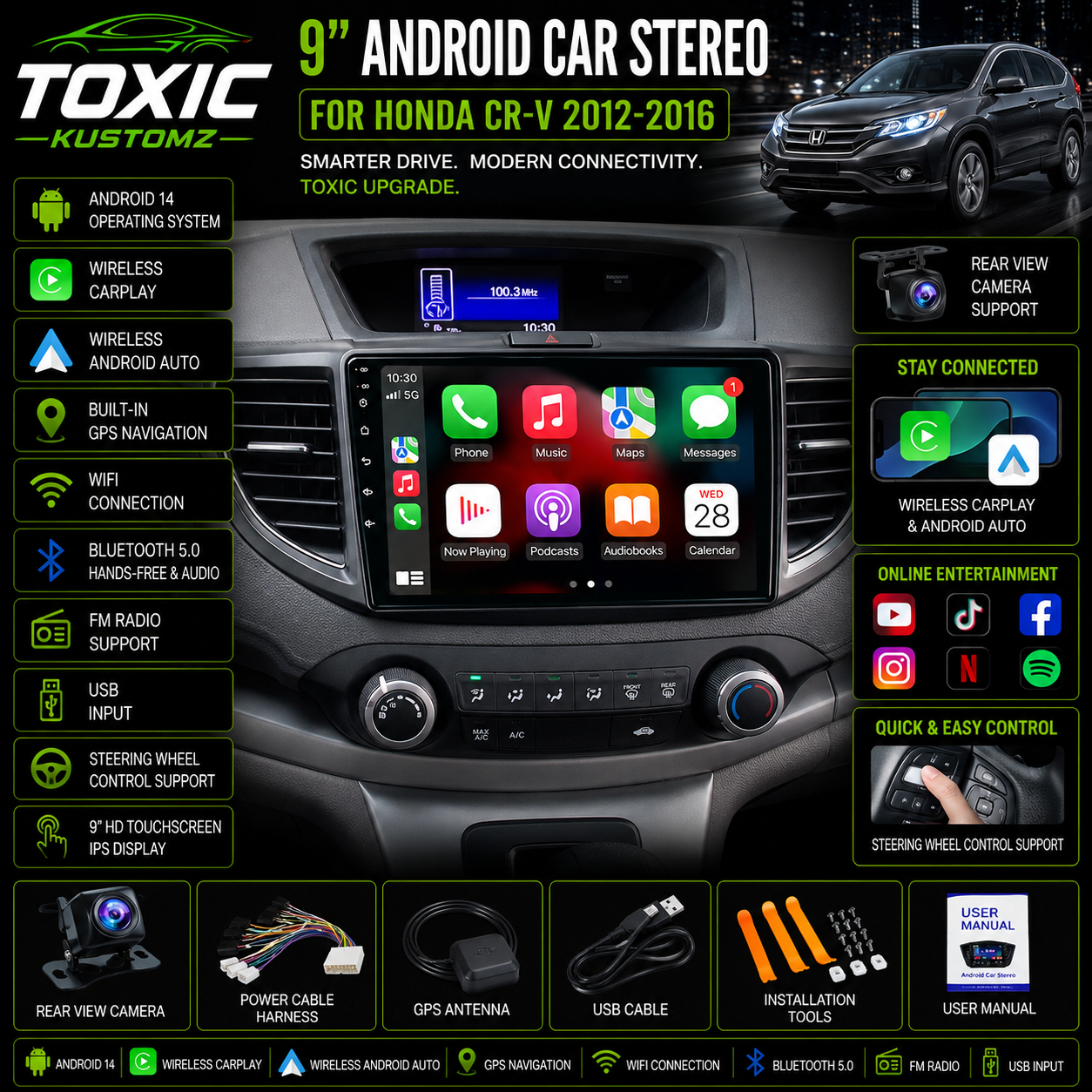 Toxic Connect™ 10" Android Display | Honda CR-V (2012–2016)