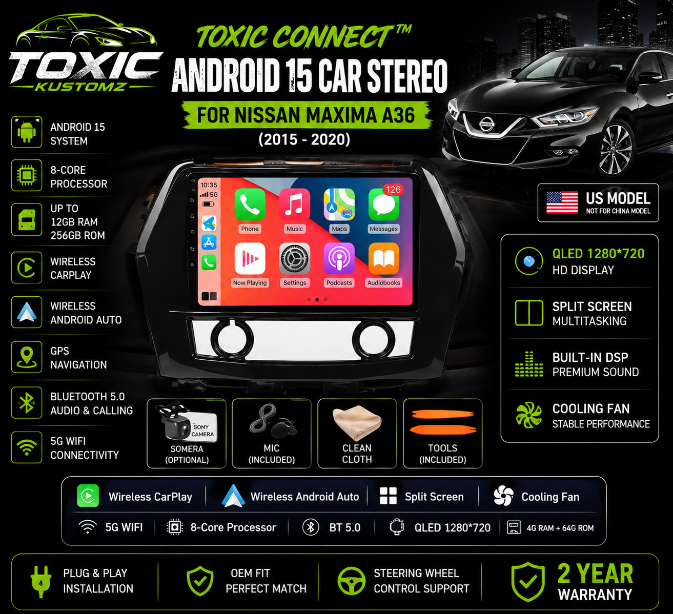 Toxic Connect™ Android 15 Display | Nissan Maxima A36 (2015–2020)
