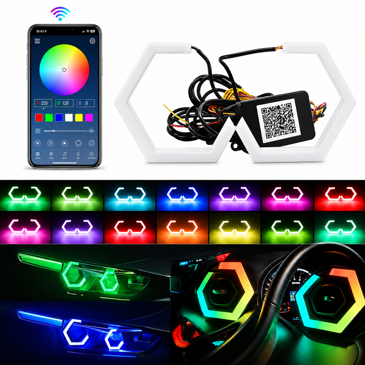 Toxic Glow™ RGB Bluetooth Angel Eye Halo Rings w/ Turn Signal (2PCS)