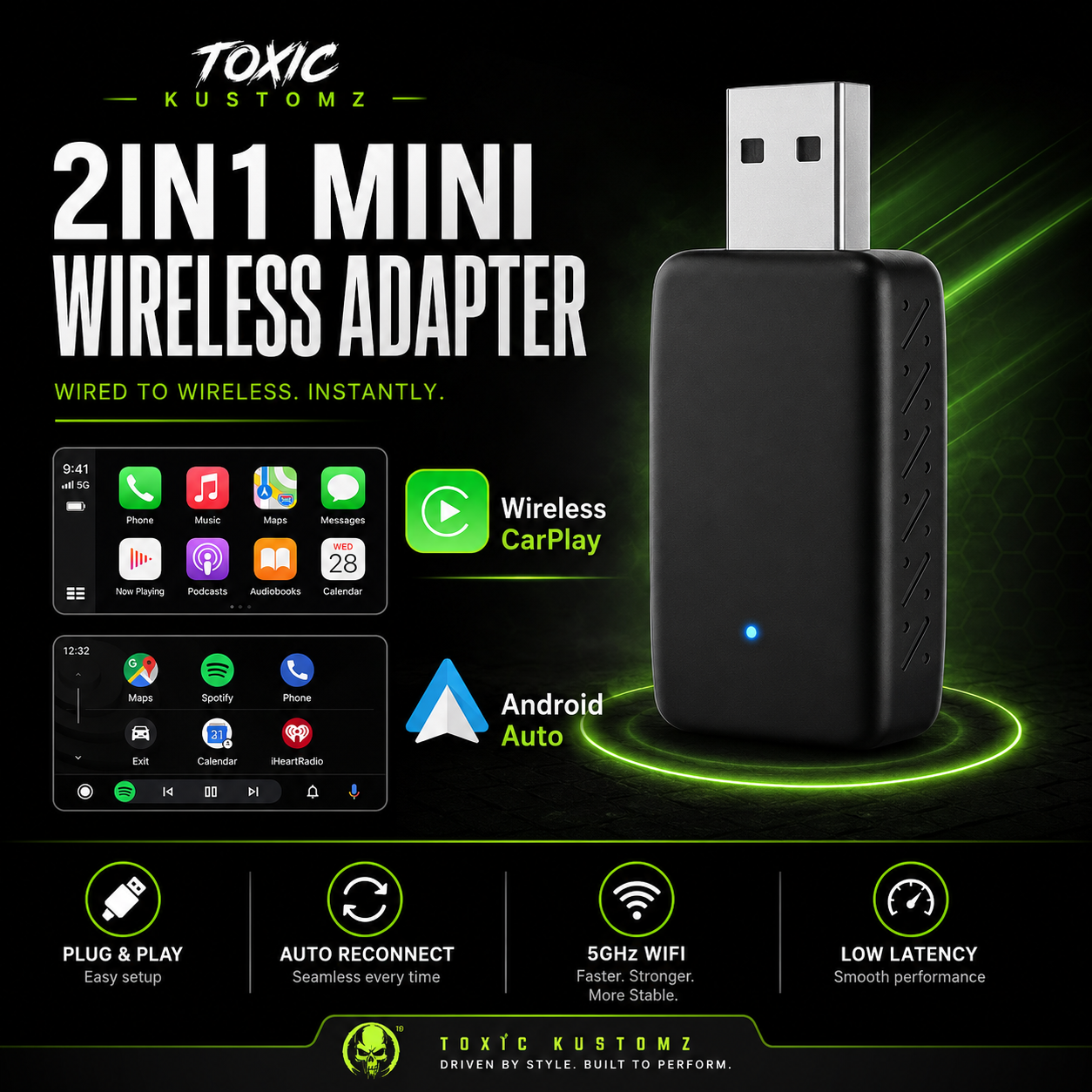 2-in-1 Wireless CarPlay & Android Auto Adapter