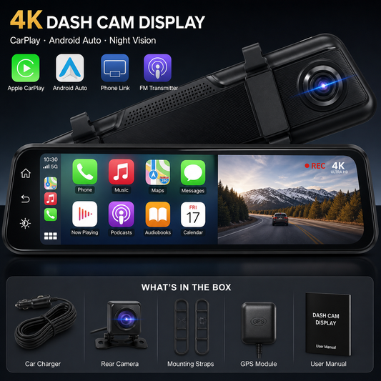 ToxicDrive 4K Dash Cam Display with CarPlay & Android Auto