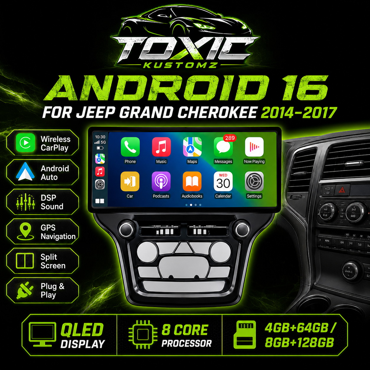Jeep Grand Cherokee 2014–2017 Android CarPlay Radio