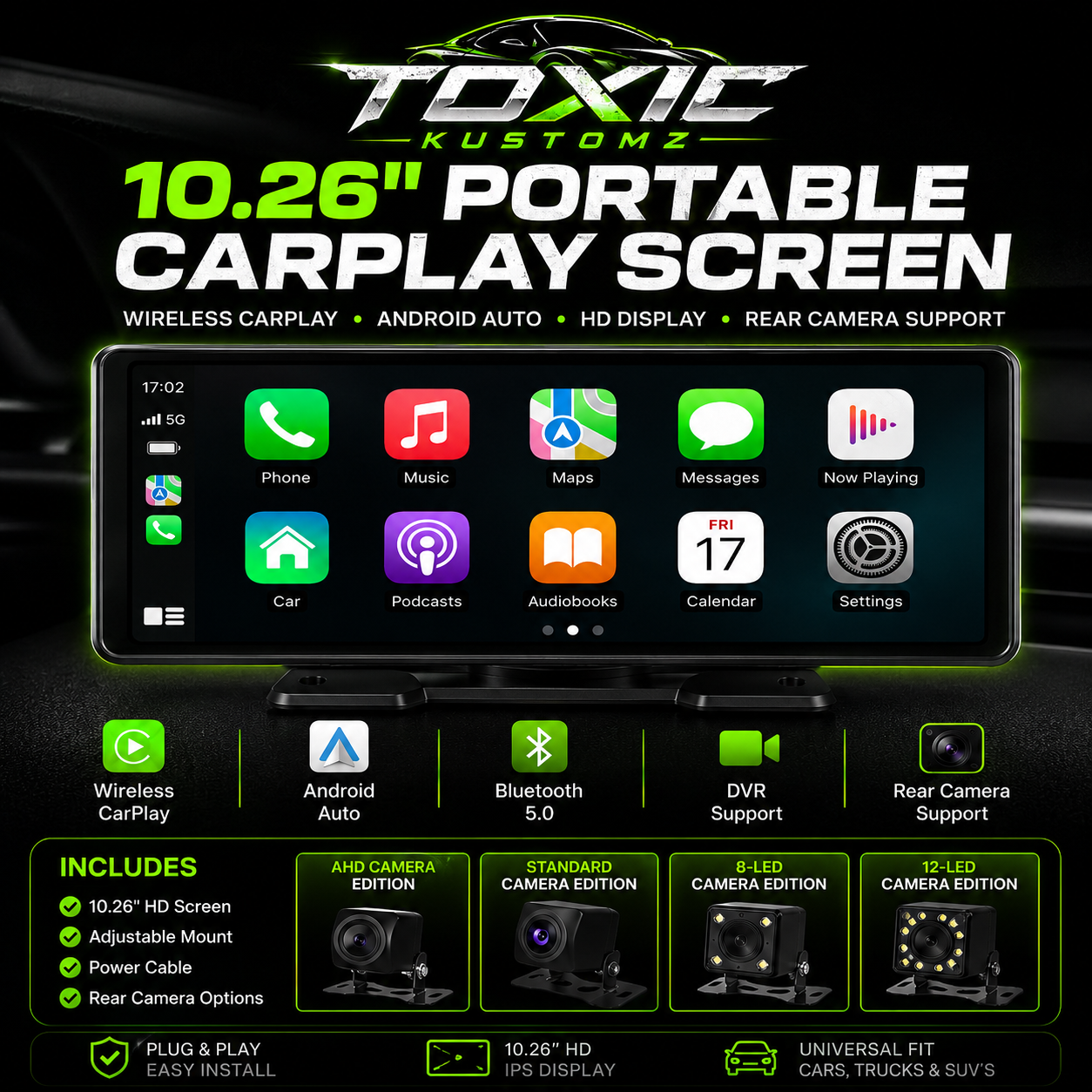 10.26" Portable Wireless CarPlay Screen
