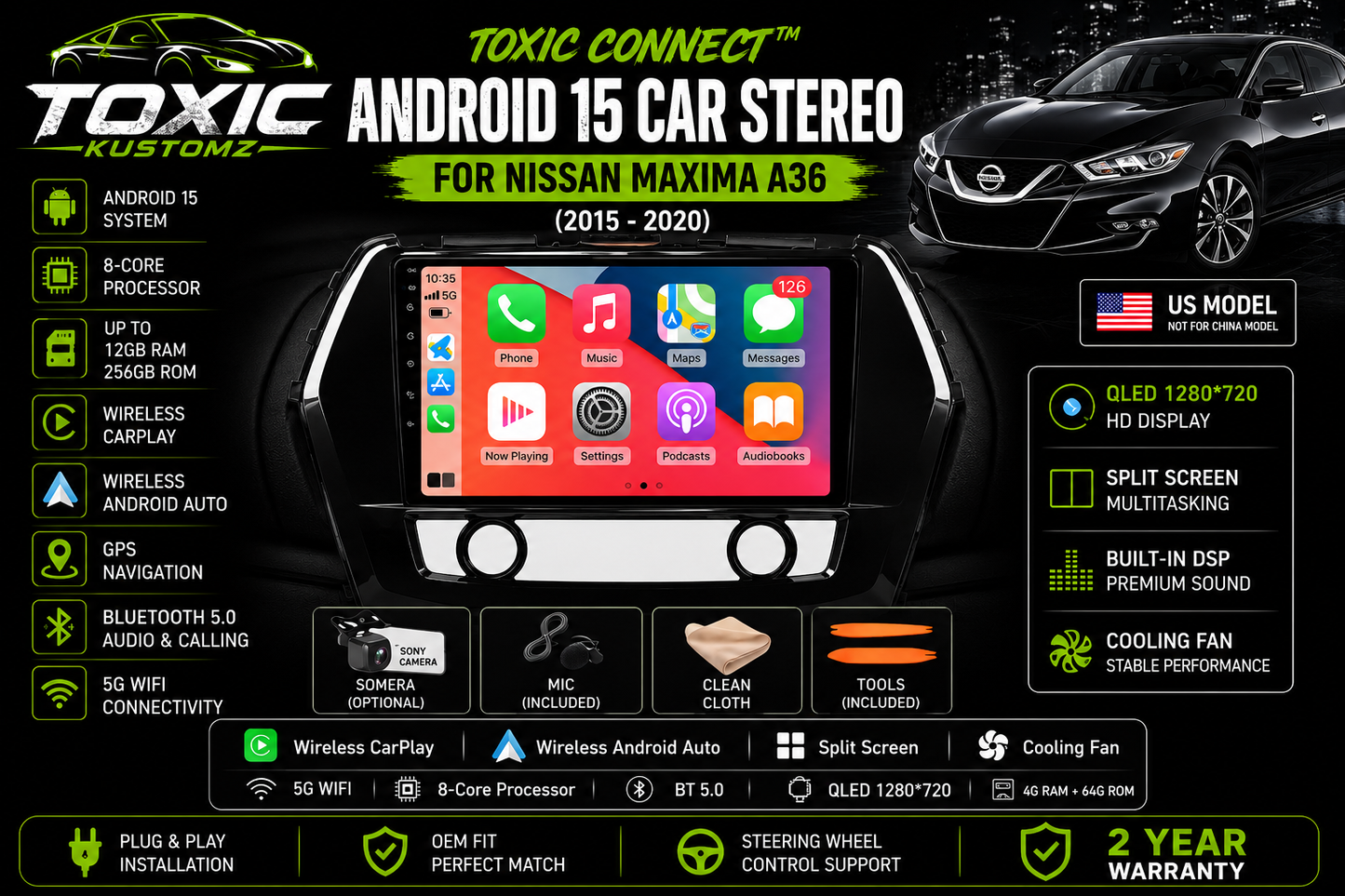 Toxic Connect™ Android 15 Display | Nissan Maxima A36 (2015–2020)